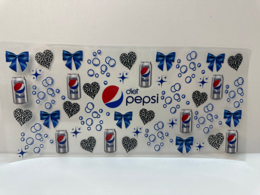 F634 diet Pepsi with black hearts, blue bows