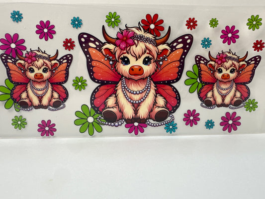 F846 butterfly cow with flowers