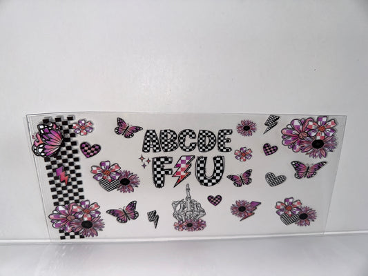 H35 ABCDE F U with Butterflies purple/pink sassy