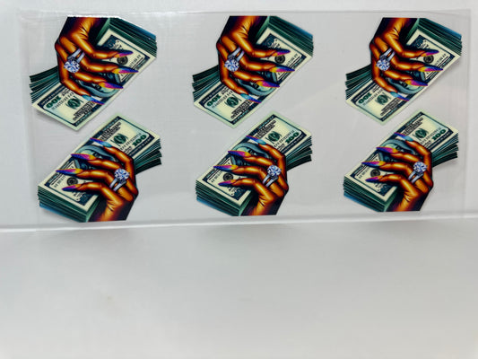 E312 hands with money and diamonds
