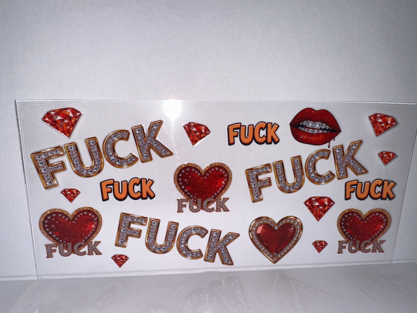 H2239 Fuck with lips and dollar sign Red, Orange & Gold