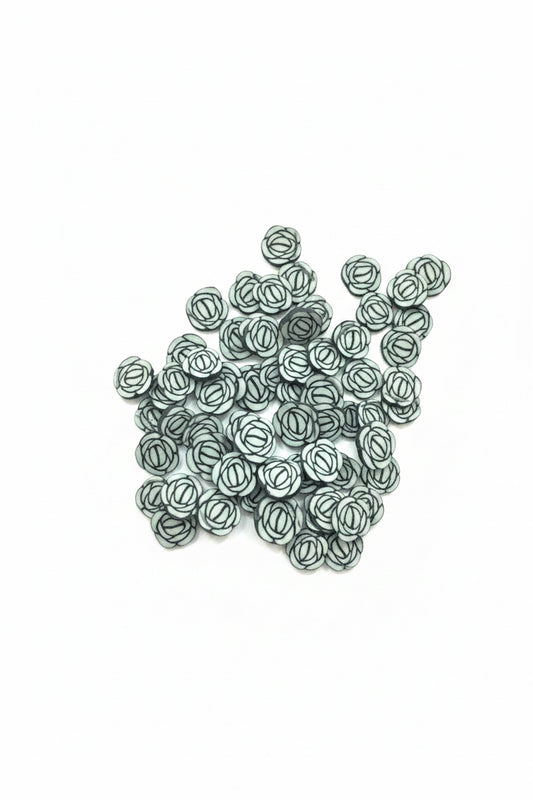 Black and White Rose Clay Pieces – Shaped Glitter 8g | Luxy Customs