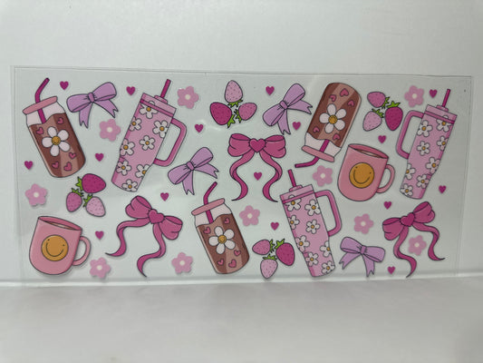 E428 ice coffee tumblers bows strawberry