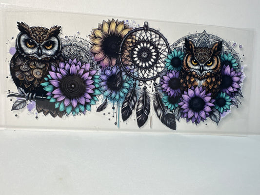 G74 owl with dream catcher and flowers