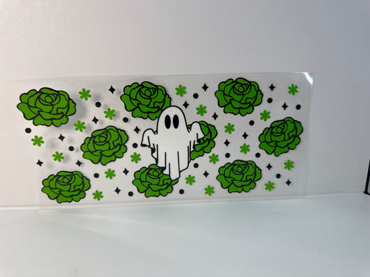 G126 ghost with green flowers Halloween