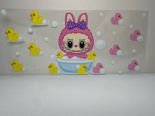 F338 Labubu with ducks dark pink