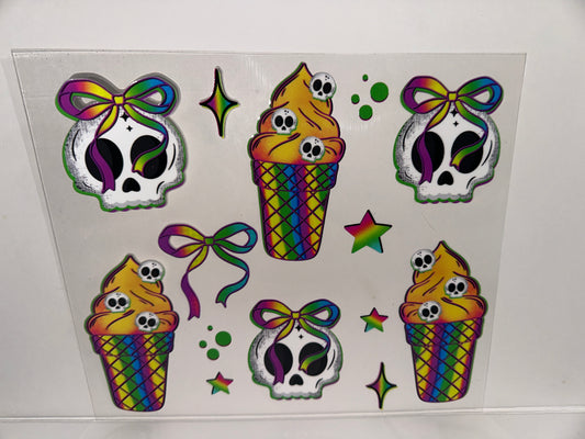 H791 colorful skulls and ice cream  24oz