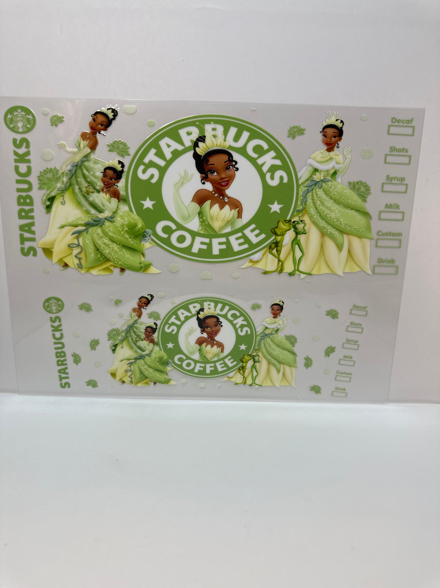 F785 princess Tiana Starbucks, 40 ounce cup wrap