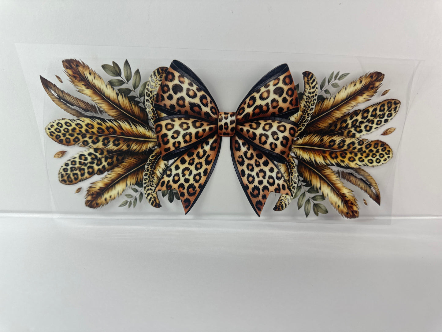 E13 Animal Print Bow with Feathers