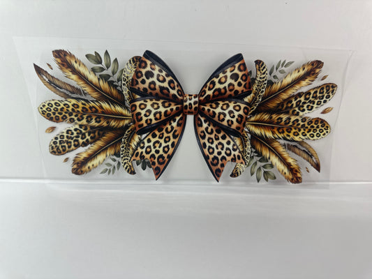 E13 Animal Print Bow with Feathers