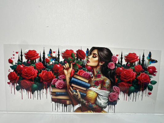 H1204 Girl with books and roses