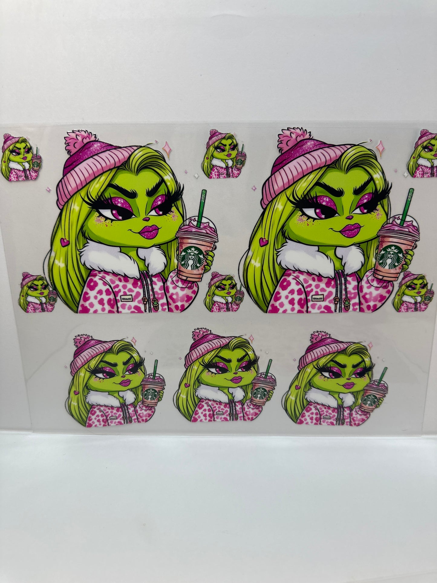 F771 Miss Grinch Starbucks frappe 40 ounce cup wrap