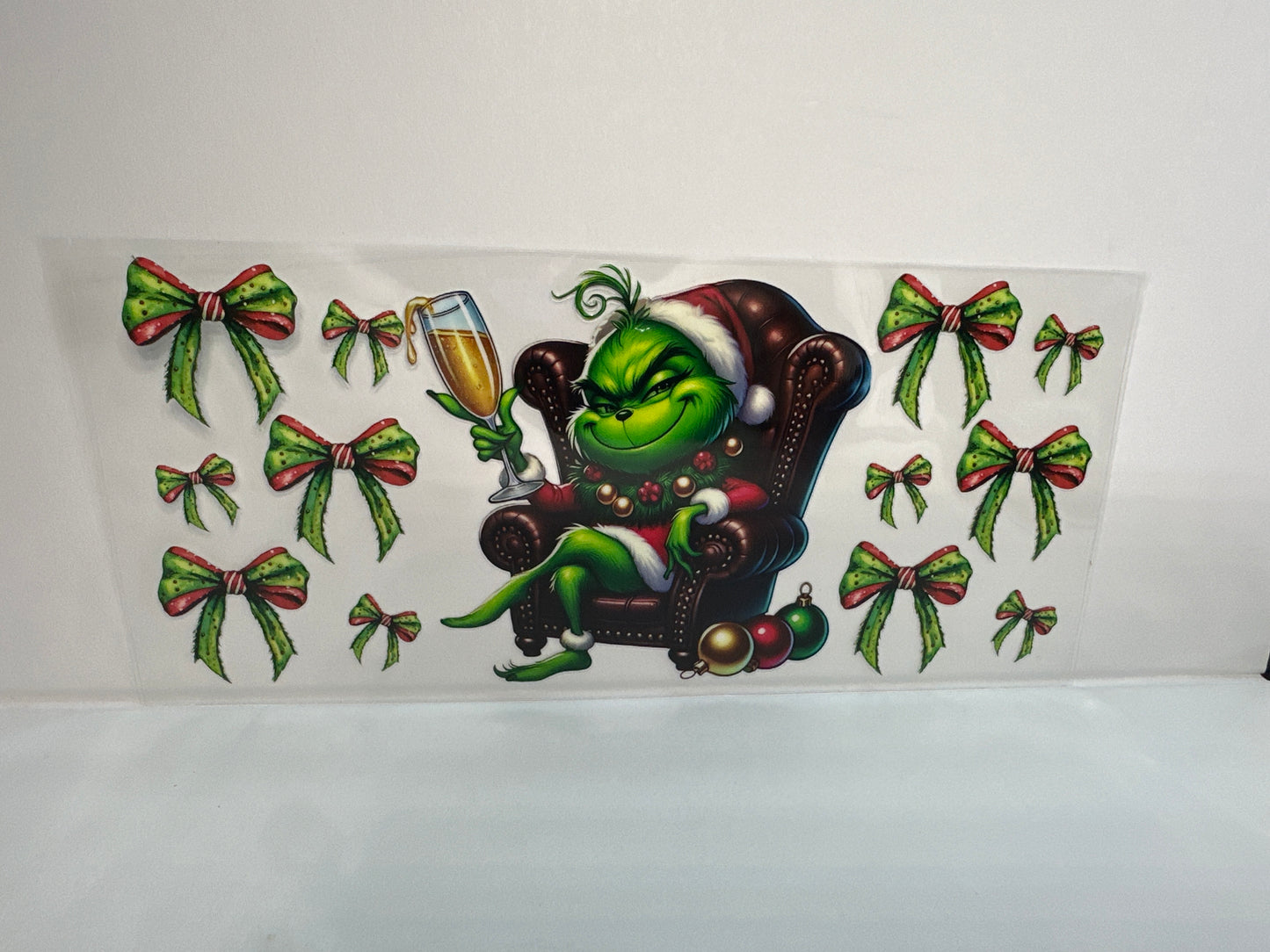 G250 Christmas grinch with a champagne wine