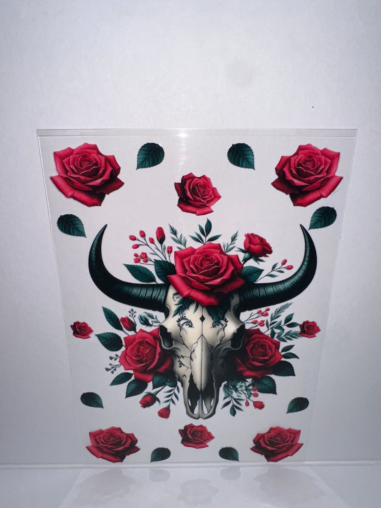 H2033 20/24oz Cow Skull with Roses