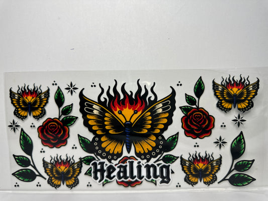 H1175 healing butterfly with flowers