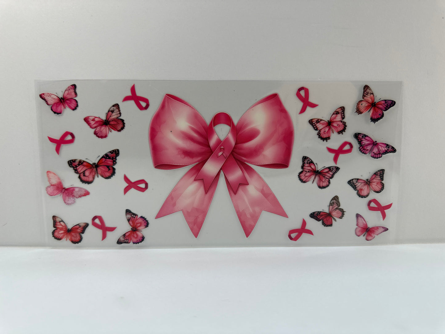 F949 pink Cancer bows with butter butterflies