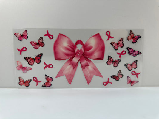 F949 pink Cancer bows with butter butterflies