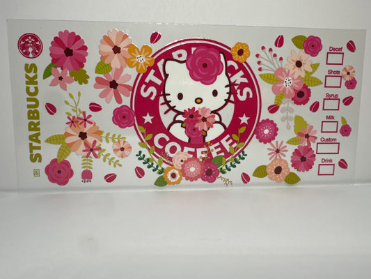 F164 Hello Kitty Starbucks with flowers