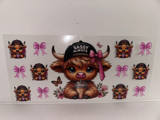 H477 coffee sassy always cow with bows