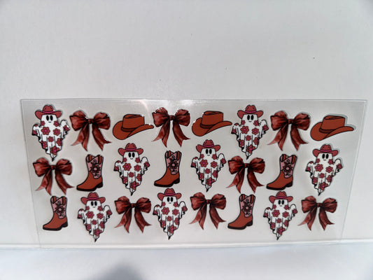 G1015 Halloween western ghost with bows and cowboy hats