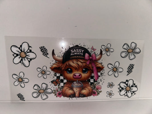 H475 coffee always sassy cow with flowers