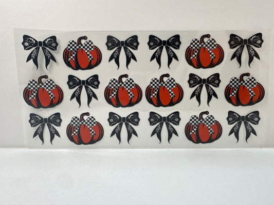 F881 fall pumpkin with black bows Halloween