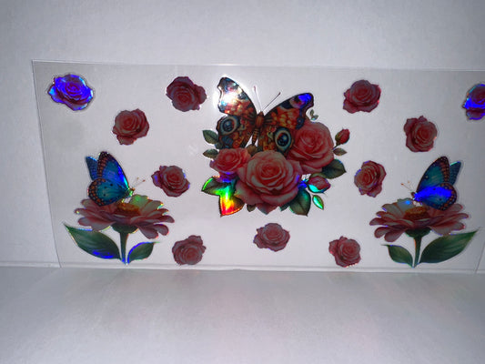 H2307 Metallic Butterfly and flowers