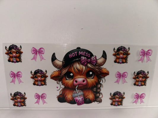 H480 coffee hot mess cow with bows