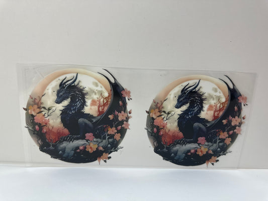 G372 black dragon with flowers