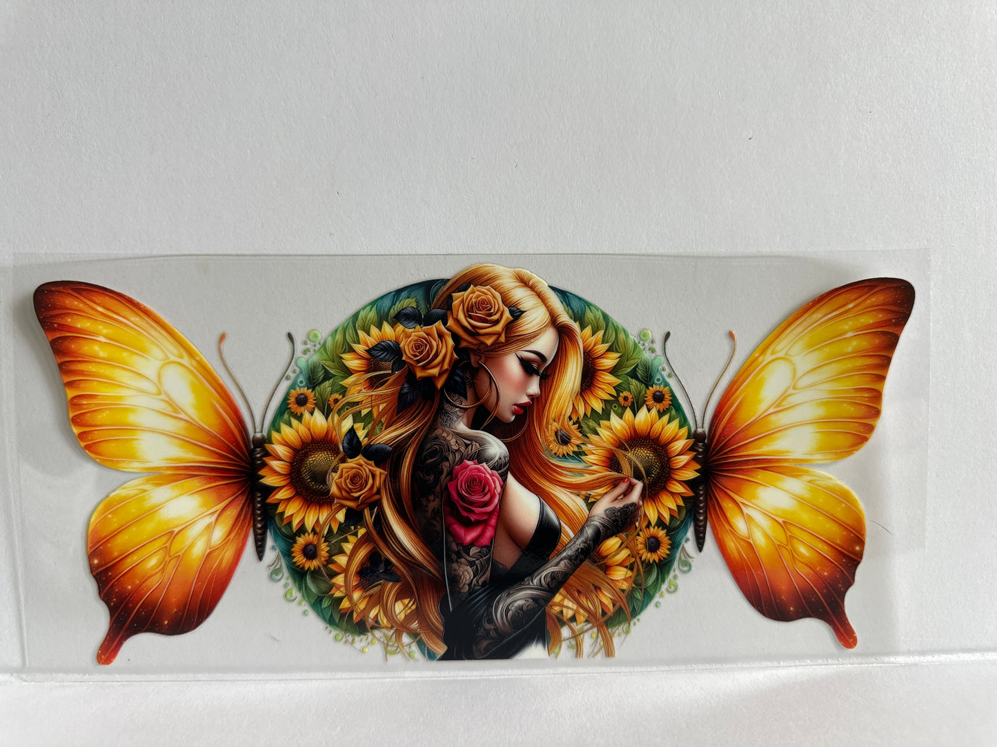 H40 tattooed girl with flowers and butterfly sassy