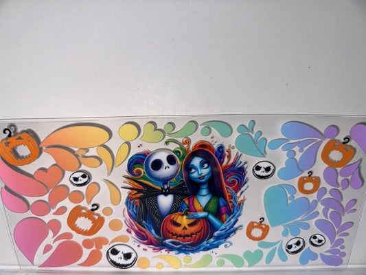 G1273 Jack and sally the skeleton with pumpkins Halloween