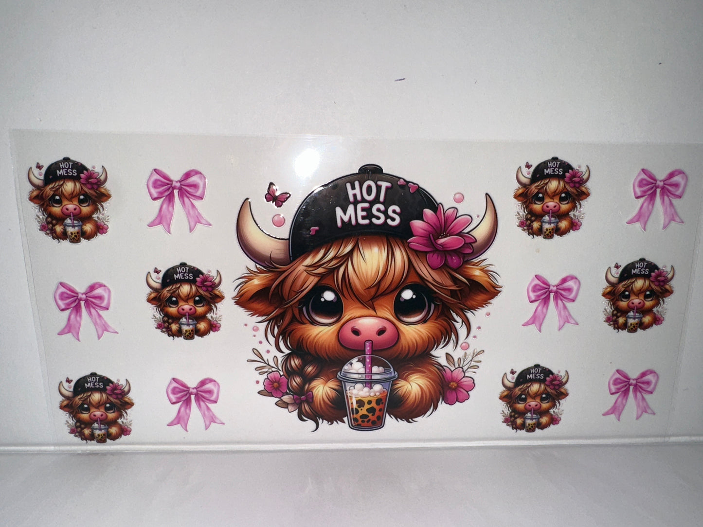 H478 coffee hot mess cow with bows