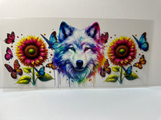 F700 wolf with flowers and  butterflies