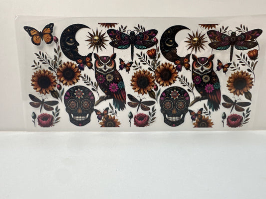 F856 Paisley Design with owl and skulls