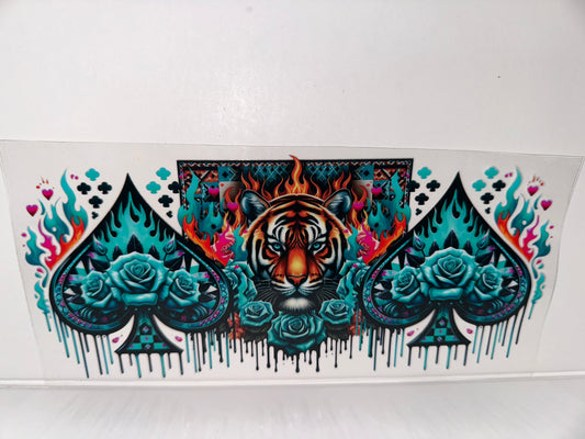 H145 tiger checkered design teal flowers