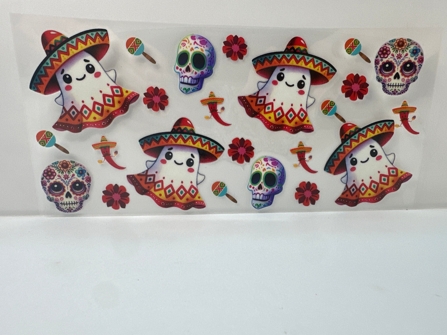 F873 Halloween Mexican themed ghosts and skulls