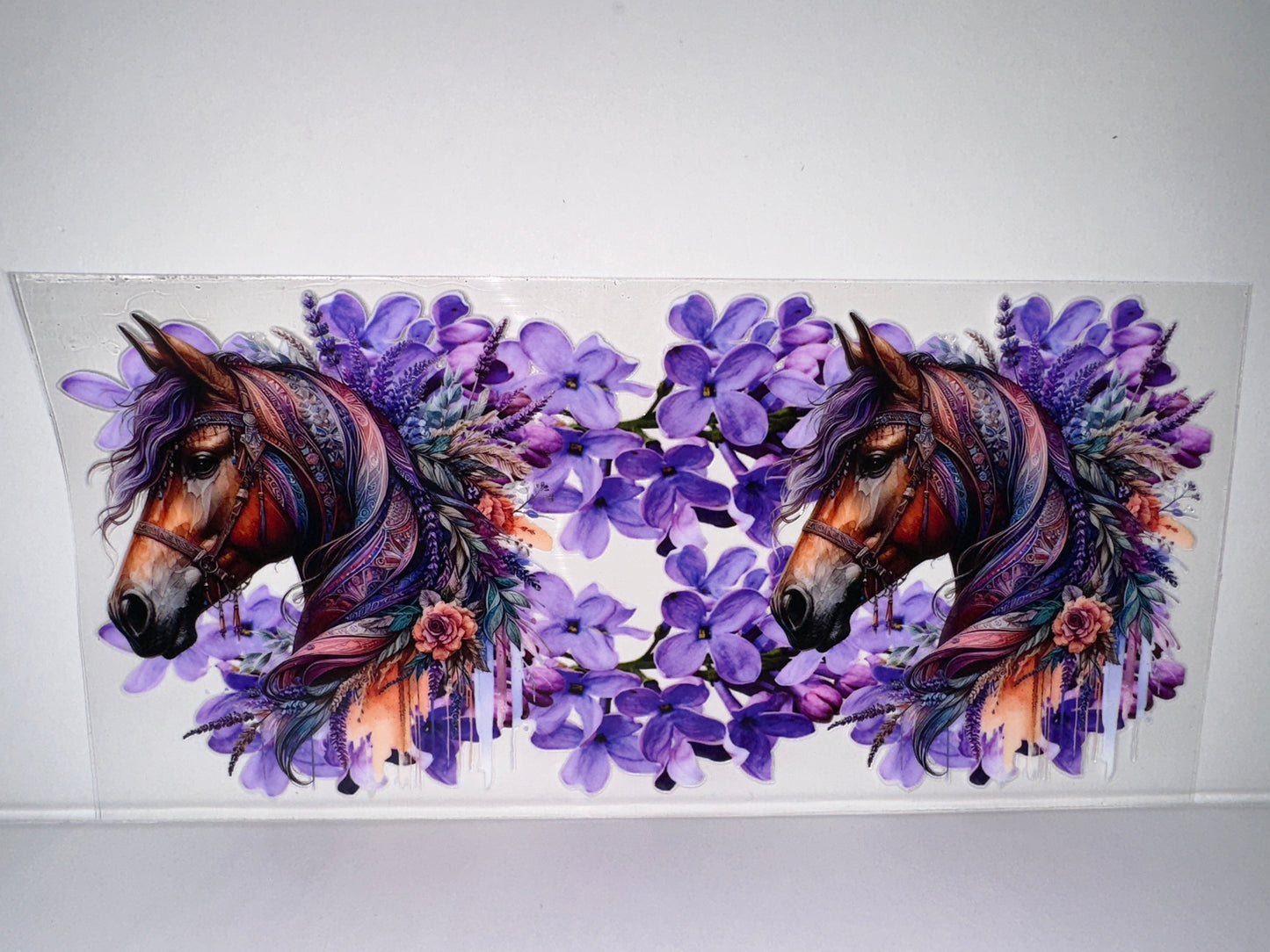 H153 brown horse with purple flowers