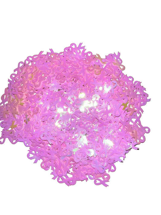 Light Pink Cancer Bows Shaped Glitter