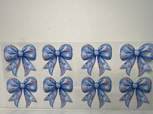 H1262 Blue bows with pink flowers