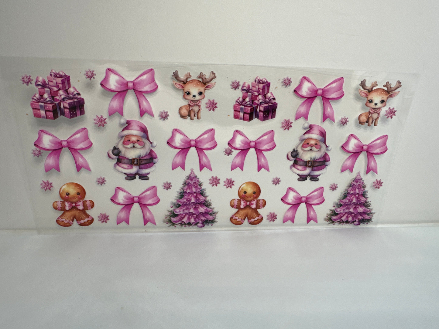 G240 pink Christmas with Santa bows and Christmas trees