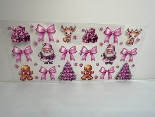 G240 pink Christmas with Santa bows and Christmas trees