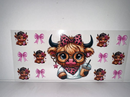 H482 coffee hot mess cow with bows