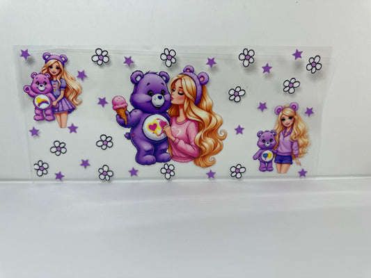 E278 Purple Care Bear and Barbie