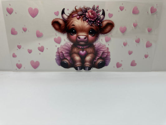 F446 cow with pink tutu and pink hearts