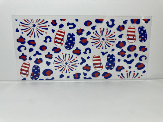 E359 Red white and blue fireworks and sandals