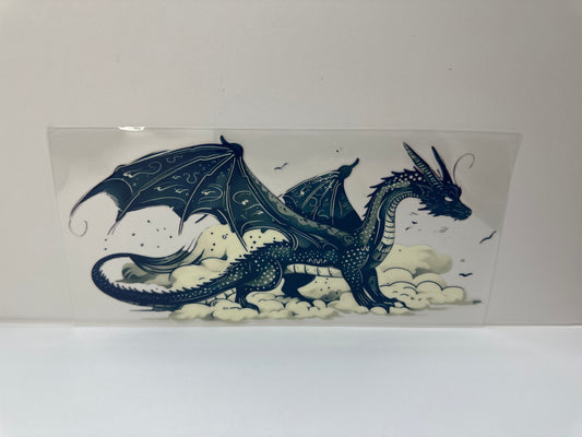 G369 navy blue dragon on cream clouds