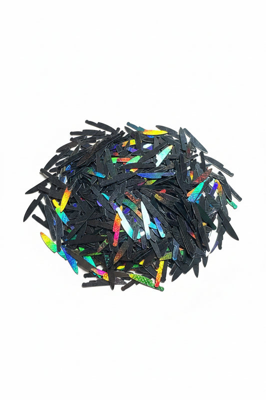 Black Holographic Knife – Shaped Glitter 8g | Luxy Customs
