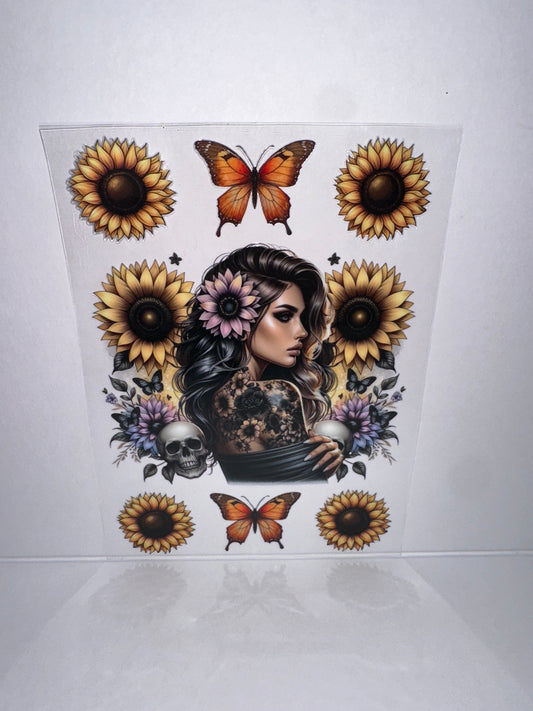 H2014 20/24oz Tatted Girl with flowers and butterfly