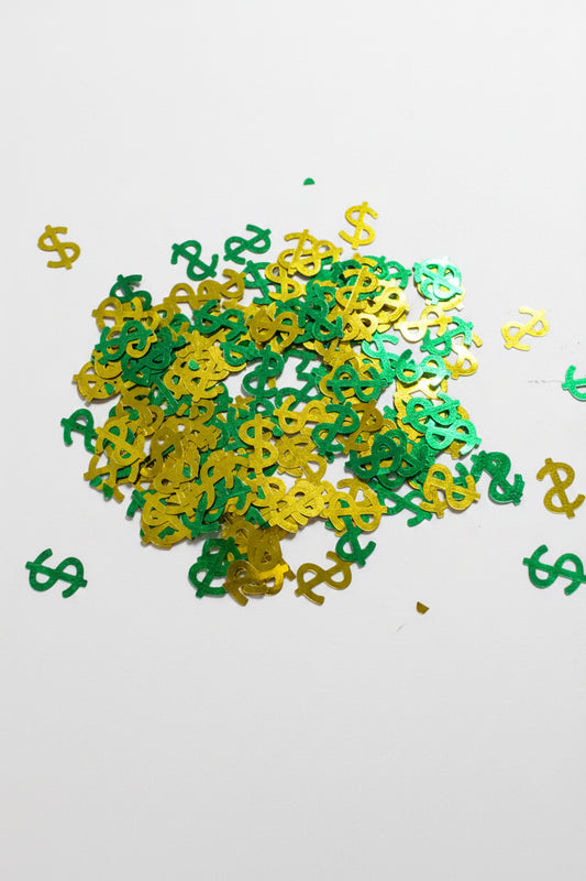 Gold Green Money Signs- Shaped Glitter 8g | Luxy Customs