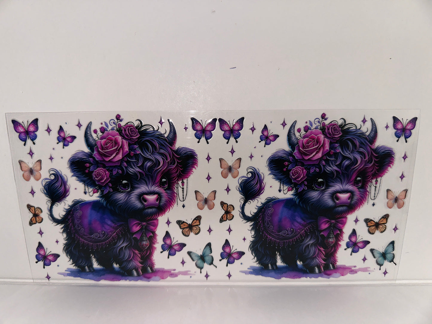 H466 purple cow with butterflies